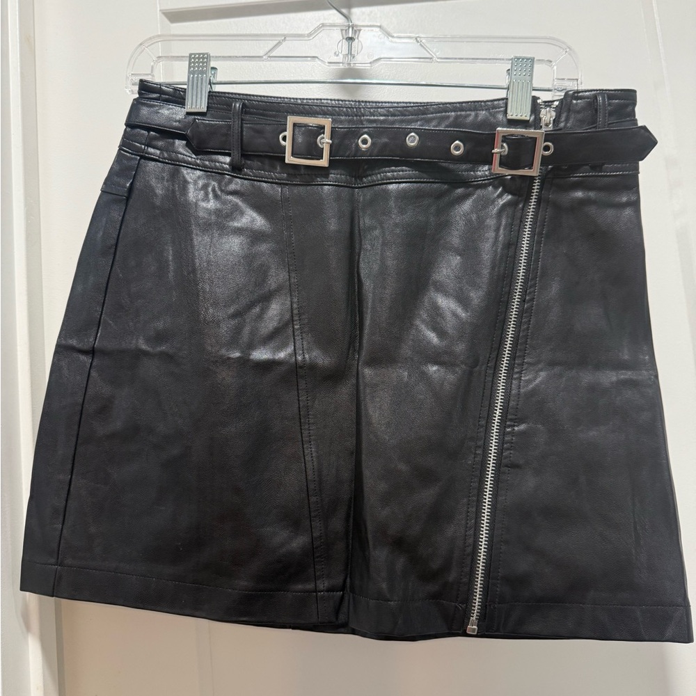 Black Faux Leather Mini Skirt